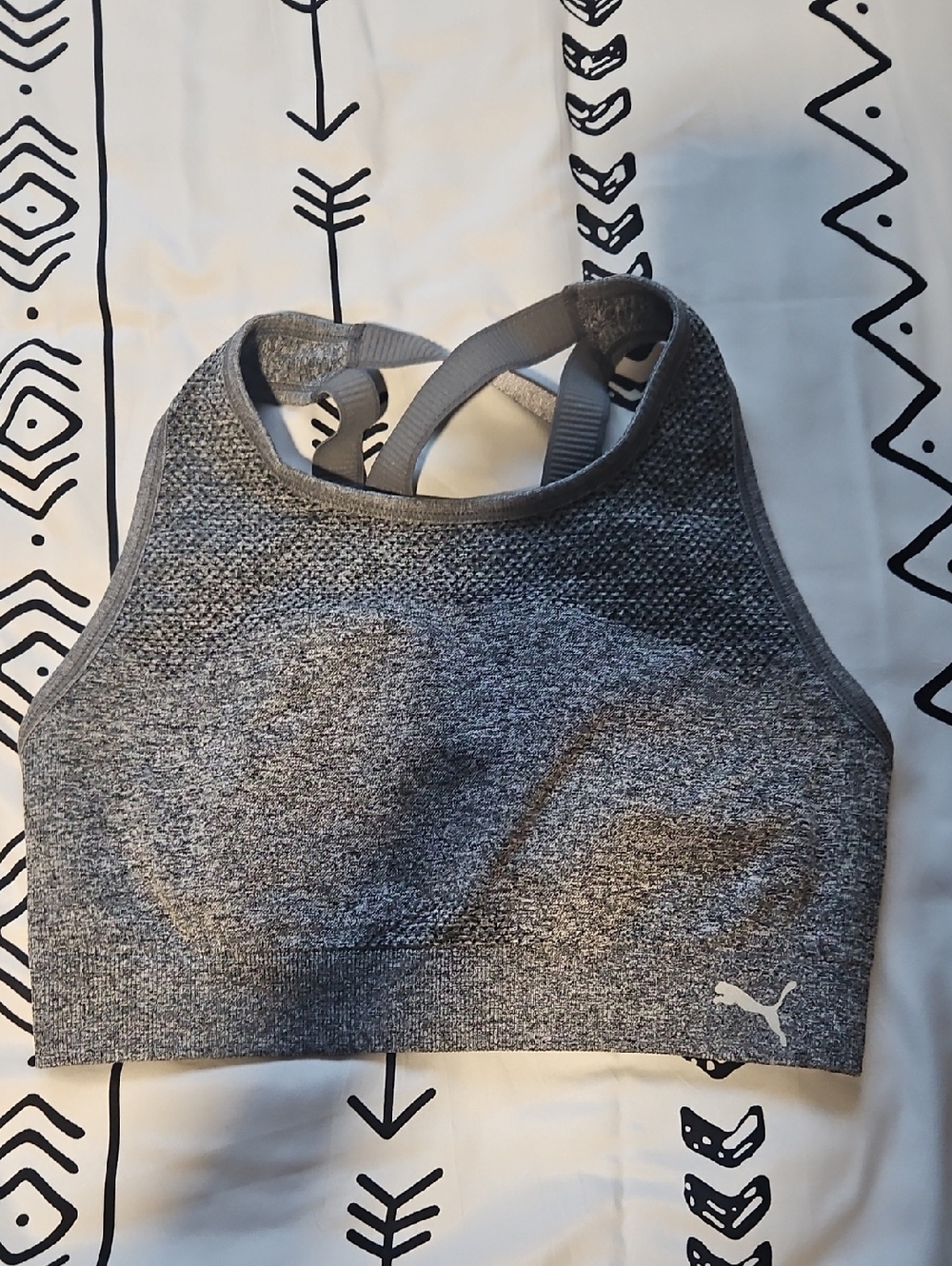 Puma Gray Heather Seamless High-Neck Sports Bra